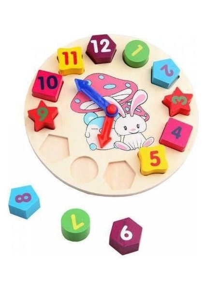 Ahşap Eğitici Oyuncak Seti 3 In 1 Geometrik Saat + 8 Notalı Selefon + Geometrik Şekiller