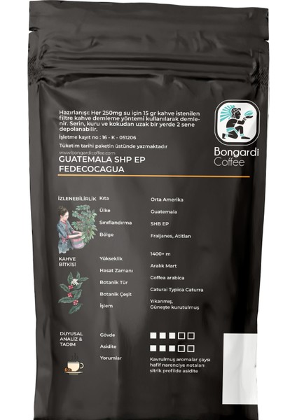 Bongardi Coffee Guatemala Yöresel Filtre Kahve 2 x 200 gr Öğütülmüş