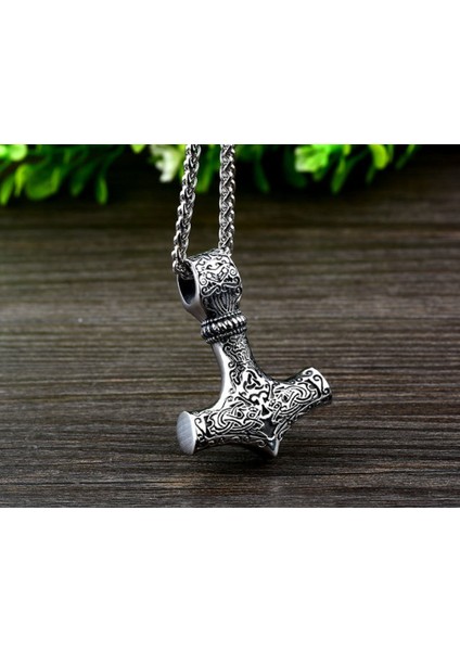 Daisyshop Paslanmaz Titanyum Alaşım Çelik Iskandinav Thor Kolye