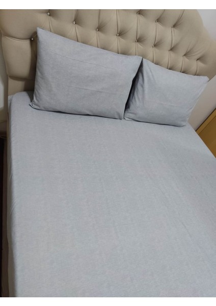 Çift Kişilik Ranforce Gümüş Gri Lastikli Çarşaf + 2 Adet Yastık Kılıfı fiyatları
