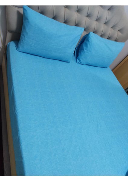 Çift Kişilik Ranforce Turkuaz Lastikli Çarşaf + 2 Adet Yastık Kılıfı fiyatları
