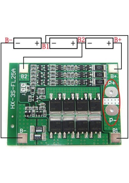 3s 25A Bms 12V 18650 Lityum Lipo Pil Şarj Koruma Modülü