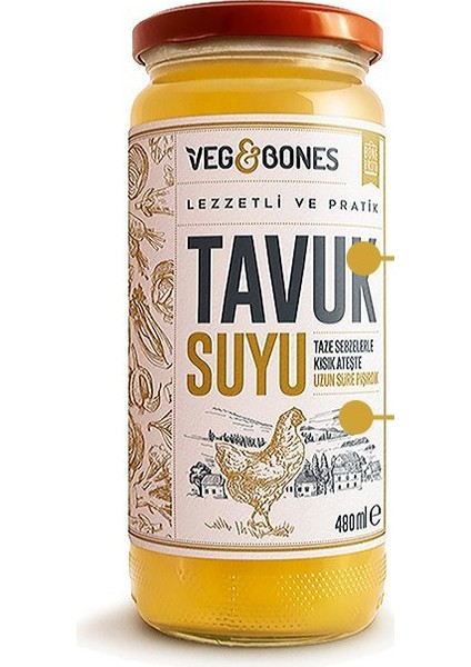 Veg&bones Tavuk Suyu 480 ml Cam Kavanoz