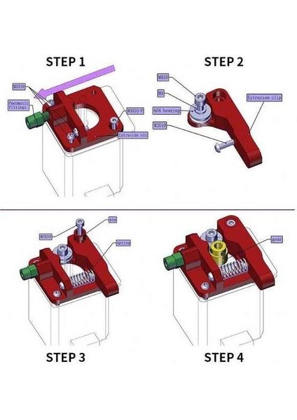 MK8 Alüminyum Kırmızı Extruder 1.75mm(Sol) fiyatları
