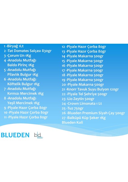 Kumanya Ramazan Gıda Paketi 27 Parça 117 Nolu Paket fiyatları