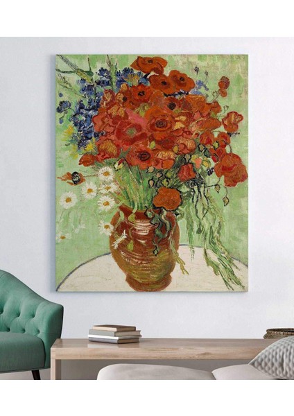 Vincent Van Gogh Vazoda Gelincik ve Papatyalar Kanvas Tablo