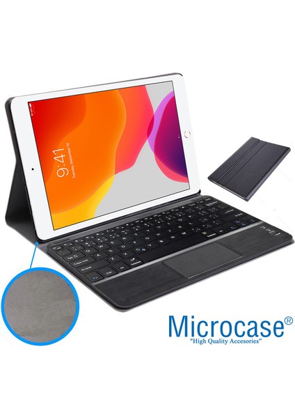 iPad 7.nesil 10.2 Inch 2019 Bluetooth Touchpad Klavye + Standlı Kılıf - Bkk5