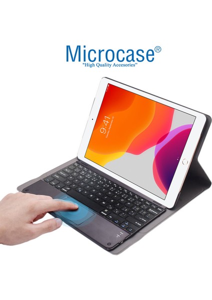 iPad 7.nesil 10.2 Inch 2019 Bluetooth Touchpad Klavye + Standlı Kılıf - Bkk5