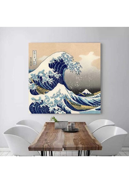 Hokusai Kanagawa'da Büyük Dalga (Kare) Kanvas Tablo