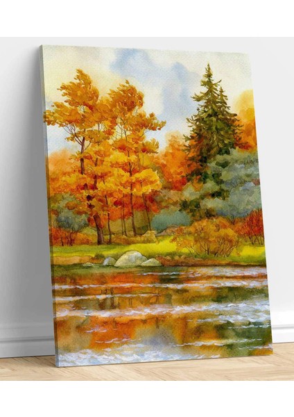 Kanvas Tablo, Göl Kenarında Autumne Ormanı fiyatları