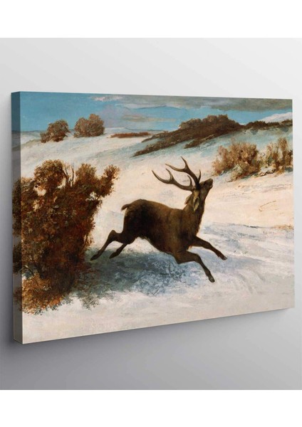 Gustave Courbet Karda Koşan Geyik Kanvas Tablo
