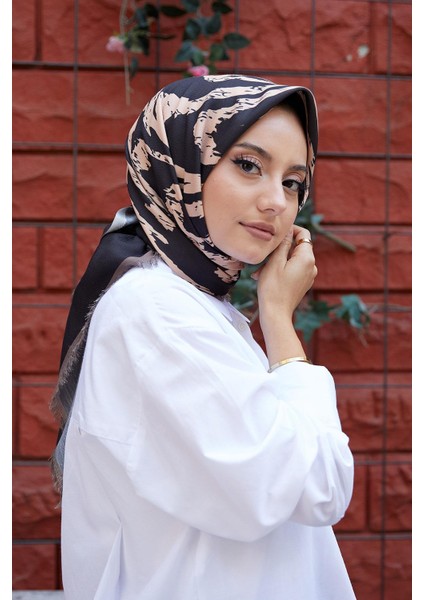Zebra Desen Yeşil Pamuk Eşarp