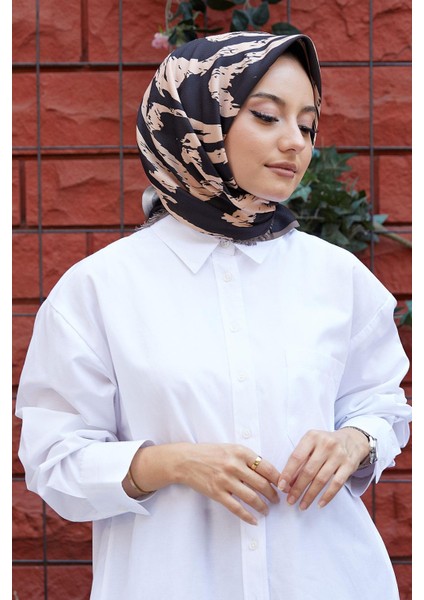 Zebra Desen Yeşil Pamuk Eşarp