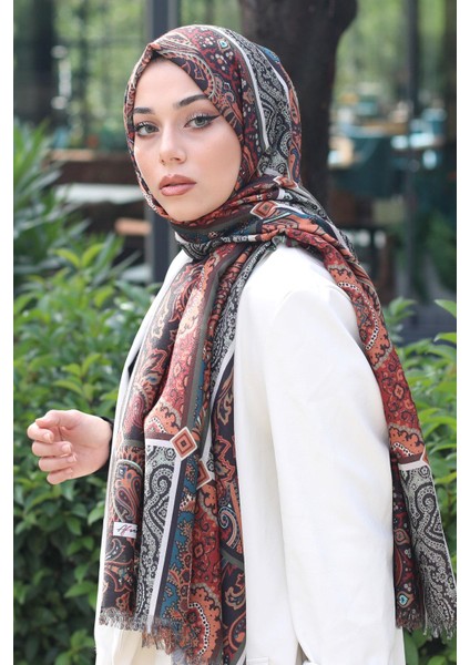 Paisley Desen Kahverengi Pamuk Şal