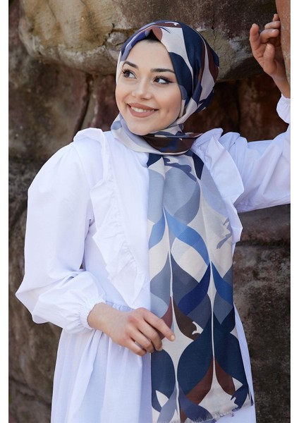 Soyut Desen Bej Pamuk Şal