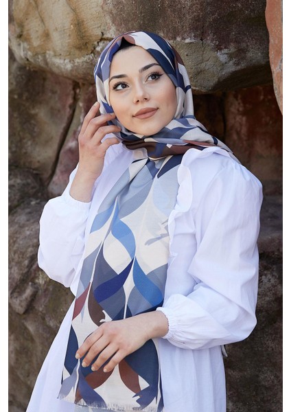Soyut Desen Bej Pamuk Şal
