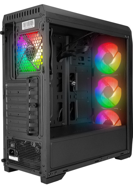 N5 Mf (Se) 4 Adet Rgb Fanlı Megamax 600W 80 Siyah Mesh Metal Panel Gaming Oyuncu Kasası