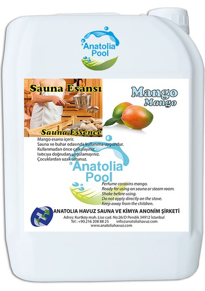 Anatolia Pool Sauna Buhar Esansı Mango 5 Lt. ( Sauna Essence Mango )