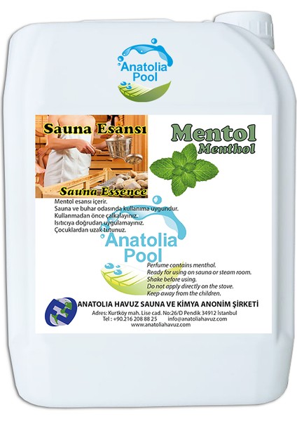 Sauna Buhar Esansı Mentol 5 Lt. ( Sauna Essence Menthol )