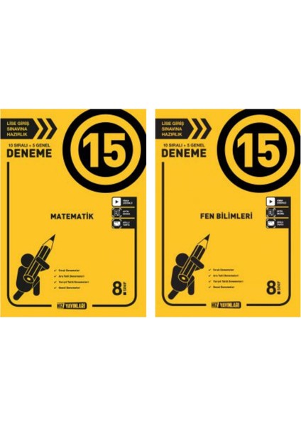 8. Sınıf LGS Matematik Fen Bilimleri 15'li Deneme Seti