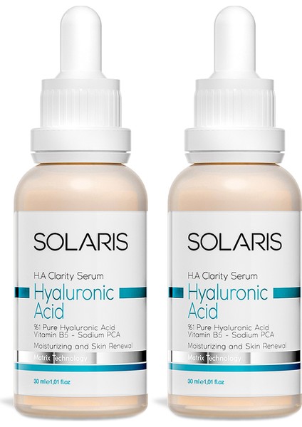 Nemlendirici Hyaluronik Asit Cilt Bakım Serumu 30 ml x 2 Adet (Hyaluronic Acid ve B5)