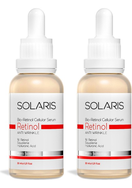 Onarıcı & Besleyici Retinol Cilt Bakım Serumu 30 ml x 2 Adet (1% Retinol ve Hyaluronic Acid)