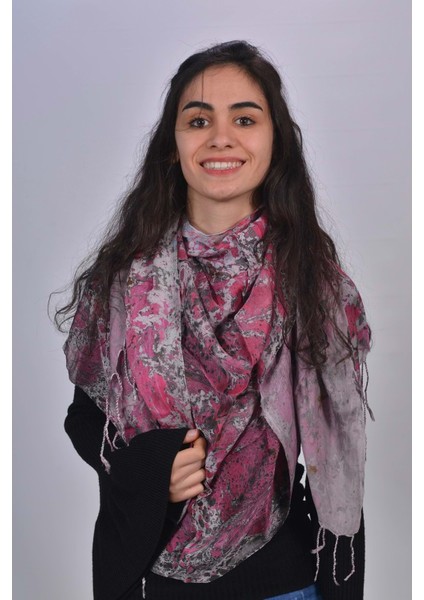 El Dokuması Ebruli Kadın Ipek Şal