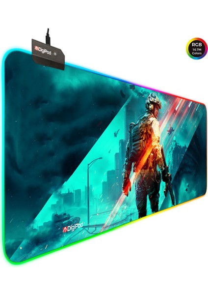 RGB Gaming Oyuncu Mousepad 90X40 XXL Kaymaz Taban BATTLEFİELD 4mm Kalınlık