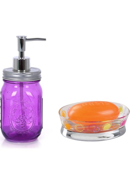 - Sıvı Sabunluk ve Sabunluk 2 Li Banyo Seti Pembe