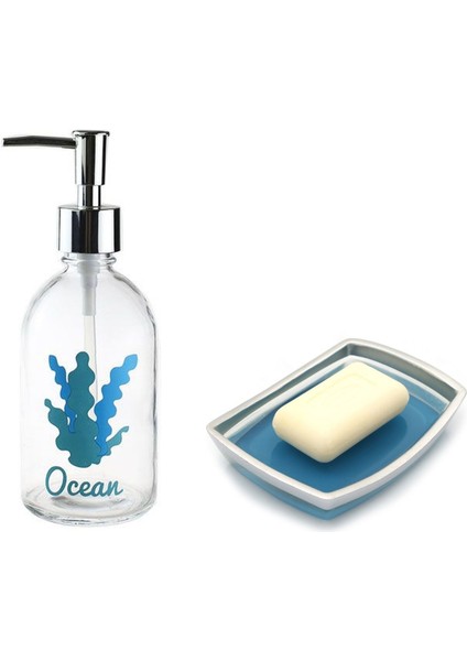 Sıvı Sabunluk ve Sabunluk 2'li Banyo Seti Okyanus Model