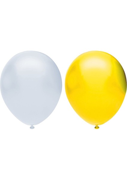 Metalik Balon Seti 10 Adet ( Beyaz, Sarı)