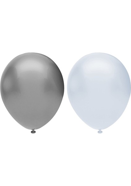 Metalik Balon Seti 50 Adet ( Beyaz, Gümüş)