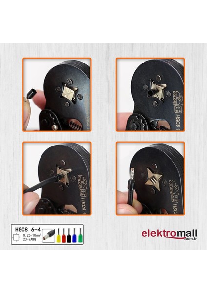 Hsc8 6-4A 0.25-10MM2 Awg 23-7 Yüksük Sıkma Pensesi