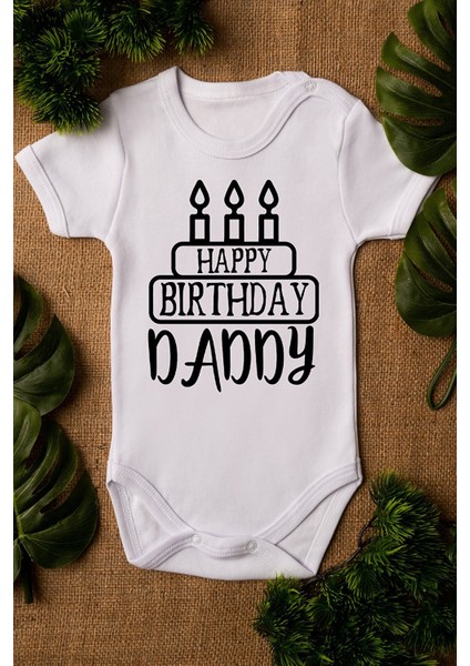 Bebek Happy Birthday Daddy Yazılı Beyaz