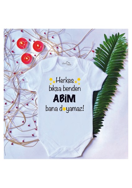 Bebek Baskılı Abi Pamuklu Çıtçıtlı Body Zıbın
