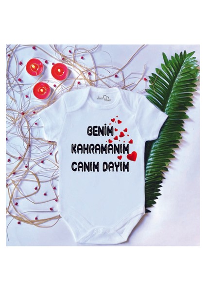 Bebek Baskılı Canım Dayım Pamuklu Çıtçıtlı Body Zıbın