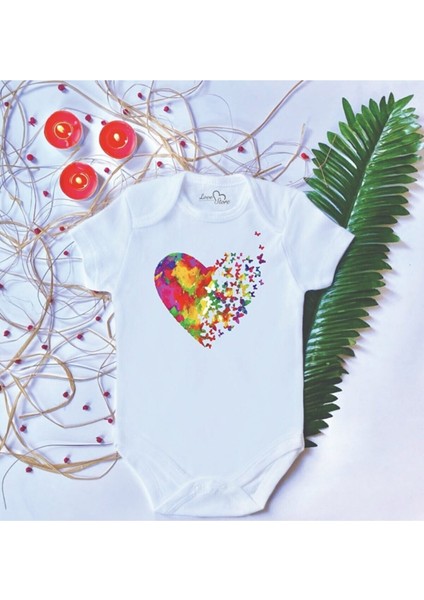 Bebek Baskılı Kalp Love Pamuklu Çıtçıtlı Body Zıbın