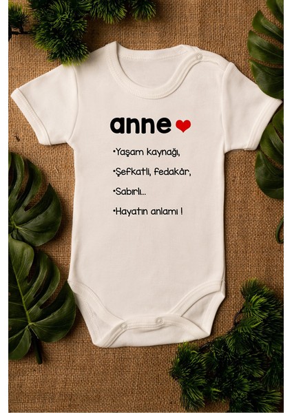 Anne Yazılı Organik Baskılı Bebek Body Pamuklu Zıbın