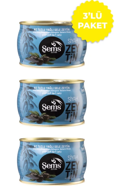 Şems Lüks İri Siyah Zeytin 300 Gr 261-290 Kalibre (3'lü Ekonomik Paket)