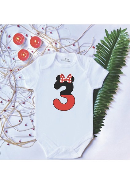 Unisex Bebek Baskılı Mouse 3 Pamuklu Çıtçıtlı Body