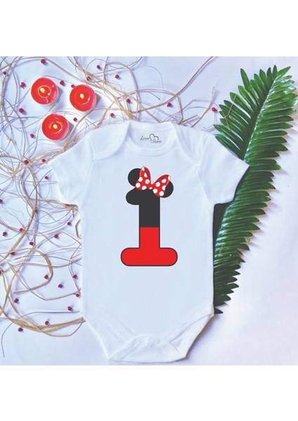 Unisex Bebek Baskılı Mause 1 Pamuklu Çıtçıtlı Body Zıbın