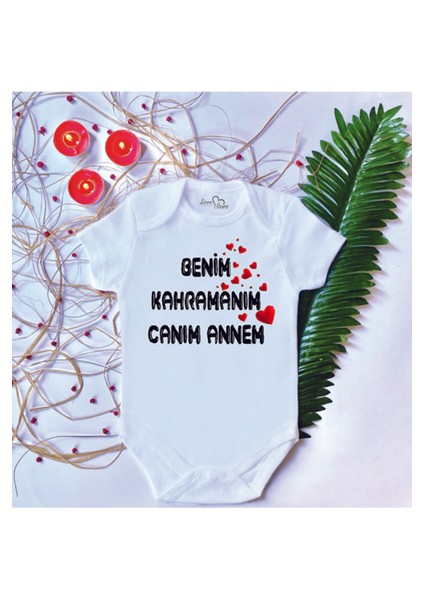 Unisex Bebek Baskılı Canım Annem Pamuklu Çıtçıtlı Body Zıbın