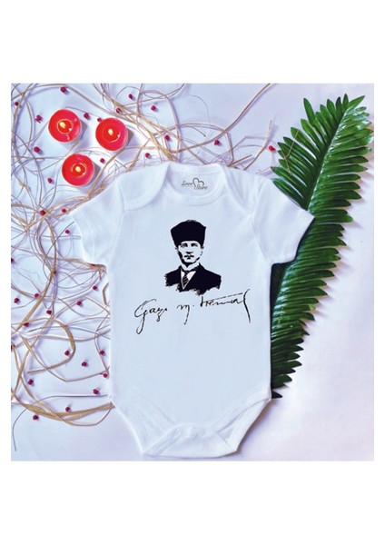 unisex Bebek Baskılı Atatürk Pamuklu Çıtçıtlı Body Zıbın