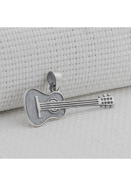 Gitar Tasarımlı 925 Ayar Gümüş Kolye Ucu