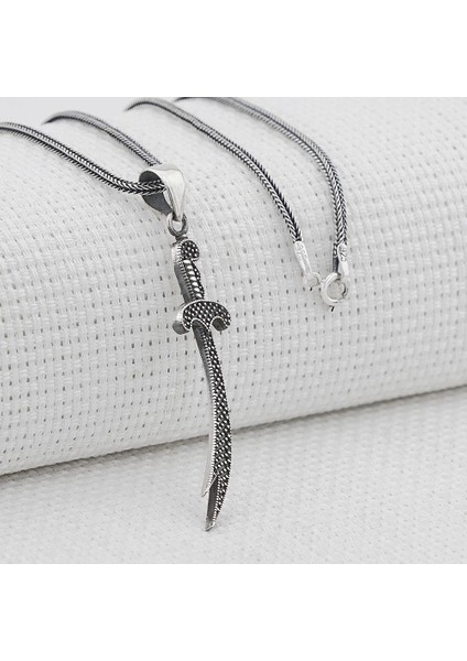 Nokta Desenli 925 Ayar Gümüş Zülfikar Kılıç Kolye fiyatları