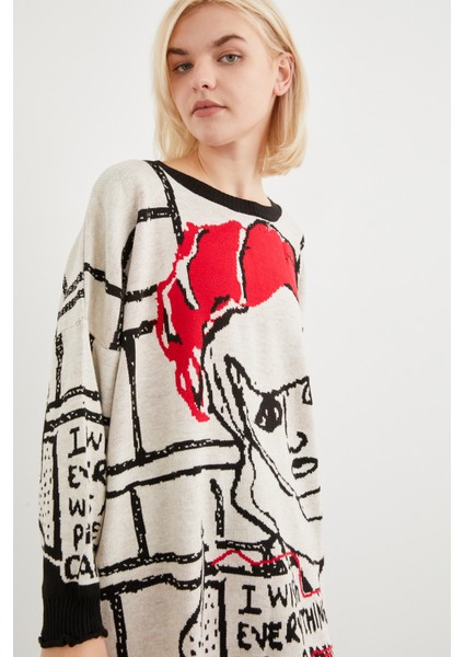 Kadın Desenli Triko Kazak modelleri