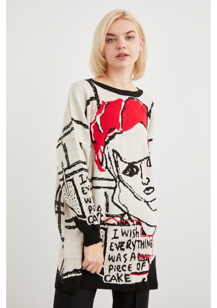 Kadın Desenli Triko Kazak fırsatları