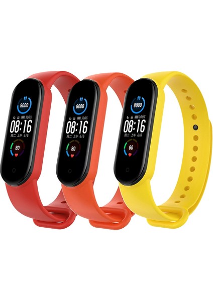 Xiaomi Mi Band 5 ve 6 Uyumlu Kordon Seti 3lü - Kırmızı/turuncu/sarı