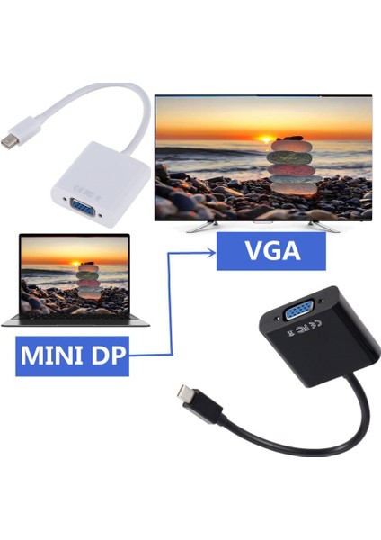 Macbook Air Pro Için Imac Mac Mini Thunderbolt Mini Displayport Ekran Bağlantı Noktası Mini Dp VGA Kablosu Adaptörü 1080P Hdtv Monitör Için (Yurt Dışından)