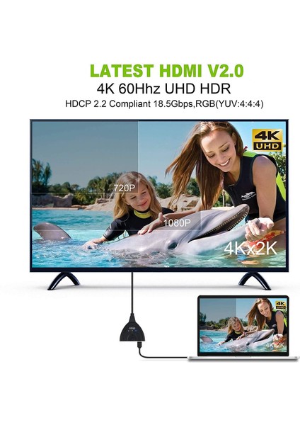 4K 60hz HDMI Uyumlu Switcher Switch Selector Splitter, Hdtv DVD Tv Kutusu Z2 Xbox Ps4 Için Hub ile (Yurt Dışından)